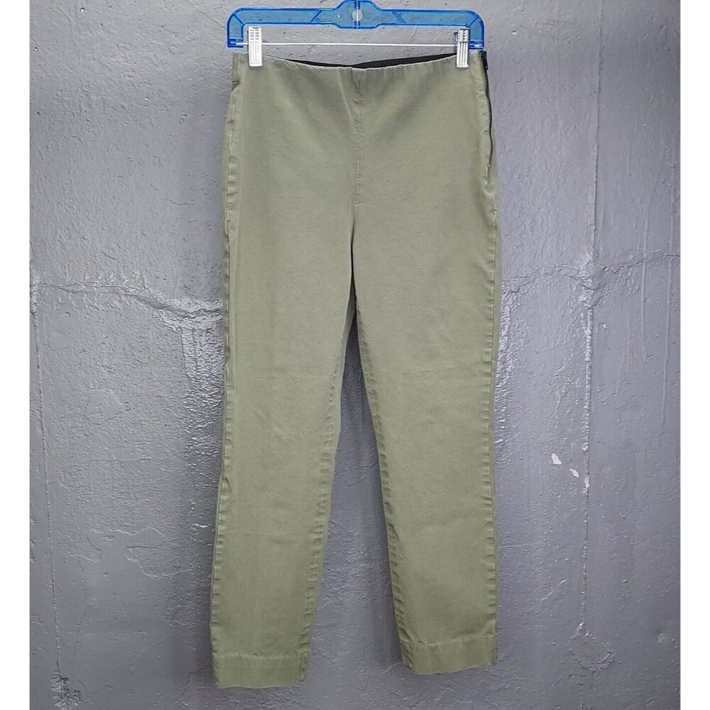 Everlane Side-Zip Pants Women’s 6 Stretch Cotton Olive Green Crop Twee